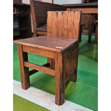 Taburete madera castaño con respaldo 